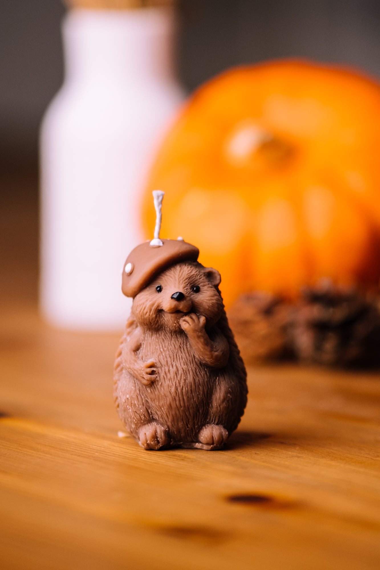 Igel Kerze mit Pilzhut