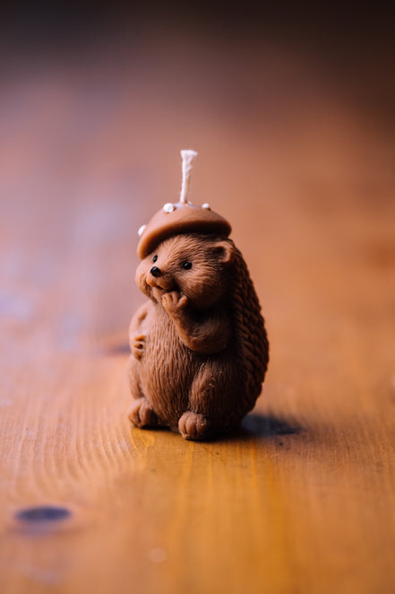 Igel Kerze mit Pilzhut
