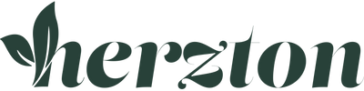 herzton Wortmarke im Querformat auf weißem Hintergrund, dunkelgrüne Schrift mit Blätter-Icon