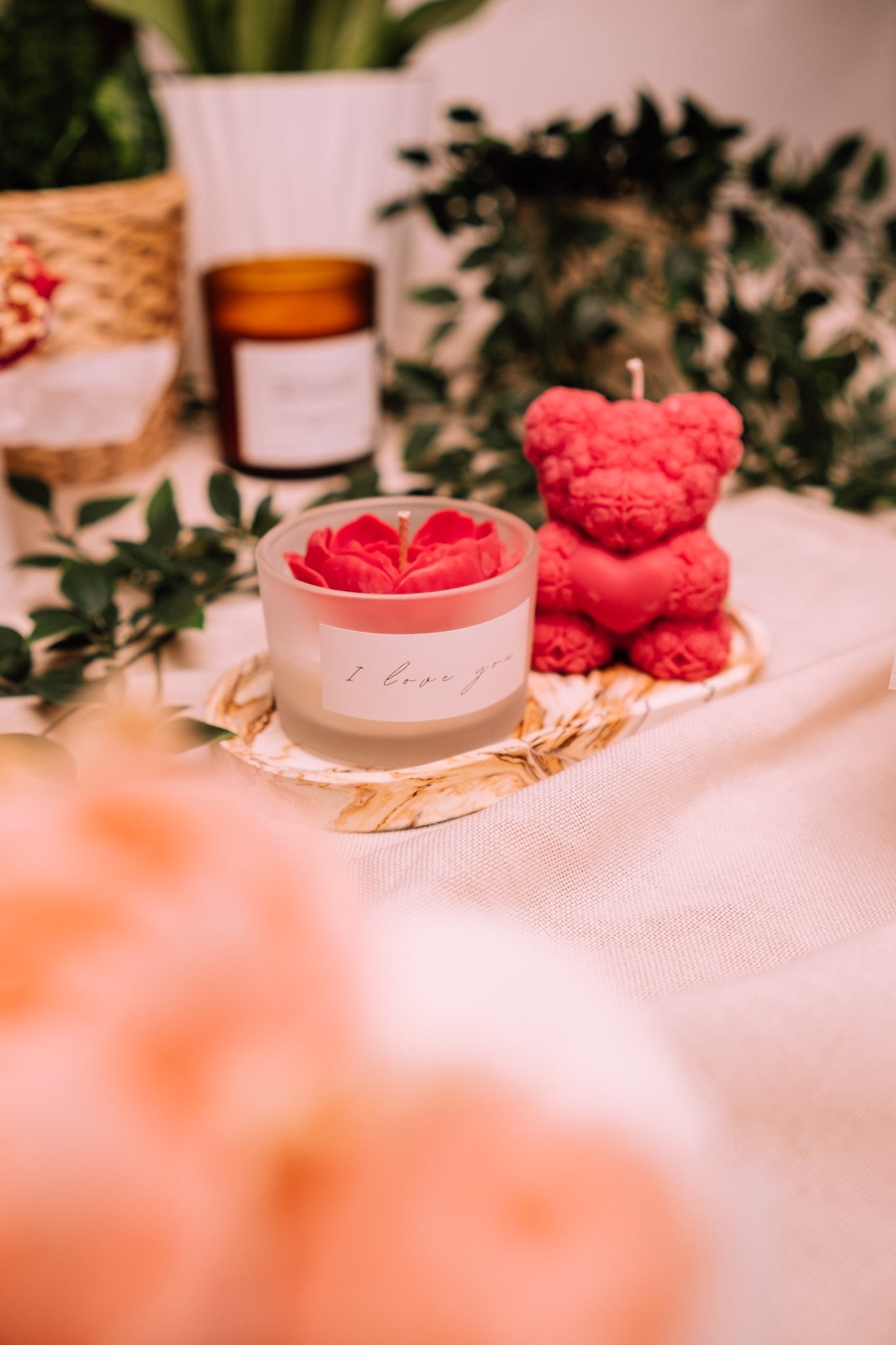 herzton Love & Light Set in Rot und Weiß nebeneinander, Valentinstag Geschenkidee