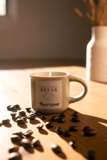 "Take a Break" – Die Espresso - Kerze - Herzton