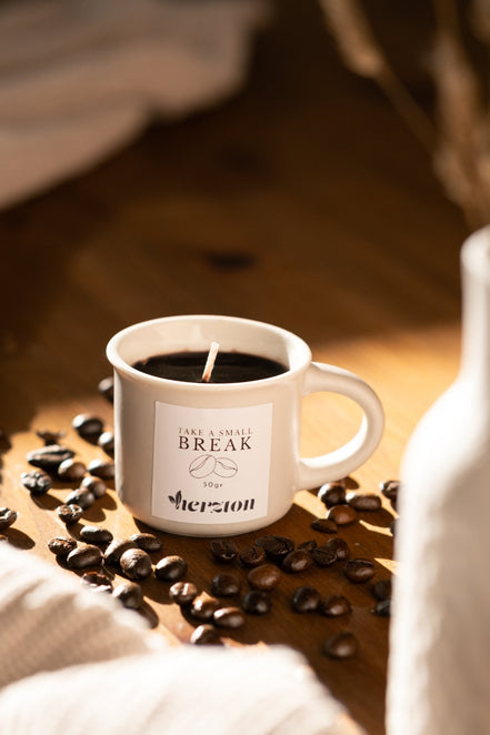 "Take a Break" – Die Espresso - Kerze - Herzton